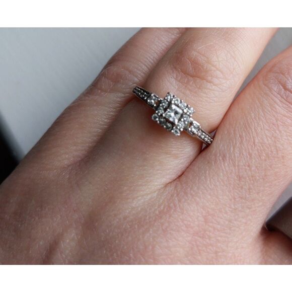 Dainty Diamond Engagement Ring White Gold